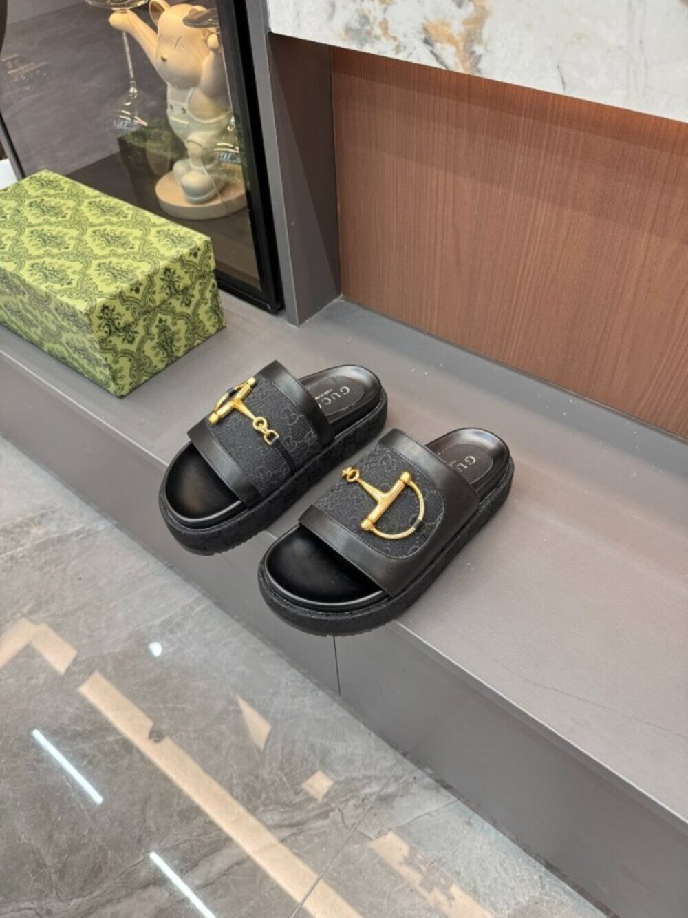 Gucci. platform wedge slippers